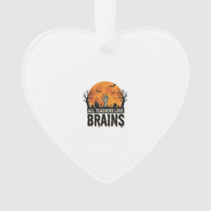 Halloween Teacher Brains Vintage Vector Design_1 Ornament