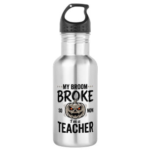 Halloween Teacher Broom Broke Vintage Pumpkin Desi 532 Ml Water Bottle