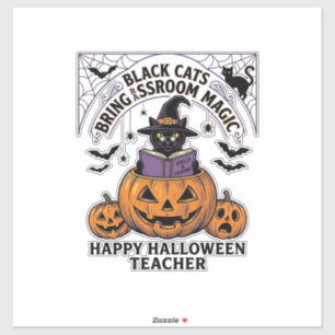 Halloween Teacher Cat Vintage Pumpkin Classroom Ma
