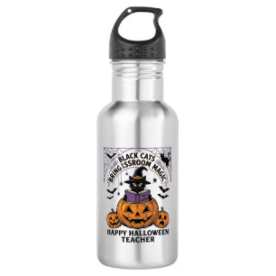 Halloween Teacher Cat Vintage Pumpkin Classroom Ma 532 Ml Water Bottle