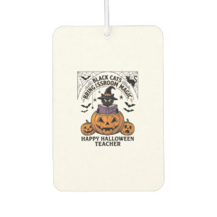Halloween Teacher Cat Vintage Pumpkin Classroom Ma Car Air Freshener