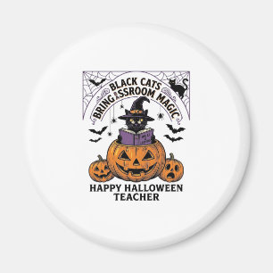 Halloween Teacher Cat Vintage Pumpkin Classroom Ma Magnet