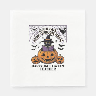 Halloween Teacher Cat Vintage Pumpkin Classroom Ma Napkin