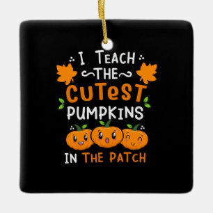 Halloween Teacher Cutest Pumpkins Birthday Ceramic Ornament