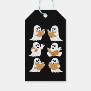 Halloween Teacher Ghost Reading Books Librarian Gift Tags