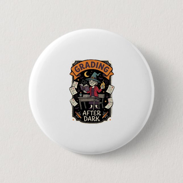 Halloween Teacher Grading After Dark 6 Cm Round Badge (Front)
