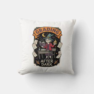 Halloween Teacher Grading After Dark Cushion