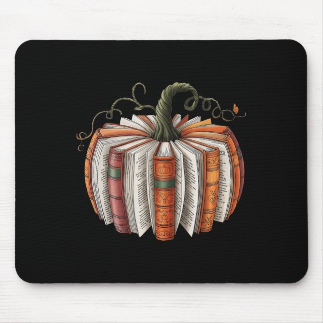 Halloween Teacher Librarians Fall Book Pumpkin Ret Mouse Mat (Front)