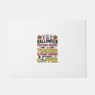 Halloween Teacher No Costume Needed Funny Coffee_1 Doormat