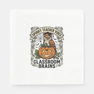Halloween Teacher Pumpkin Owl Vintage School Shirt Napkin