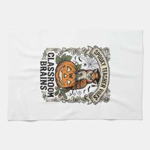 Halloween Teacher Pumpkin Owl Vintage School Shirt Tea Towel