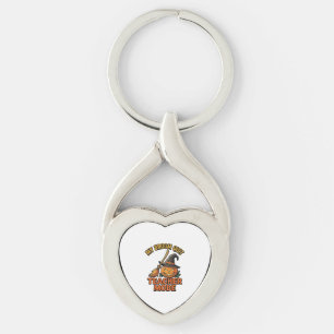 Halloween Teacher Shirt Funny Broom Trouble Design Key Ring