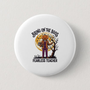 Halloween Teacher Shirt Vintage Engraving Pumpkin 6 Cm Round Badge