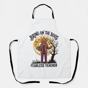 Halloween Teacher Shirt Vintage Engraving Pumpkin Apron
