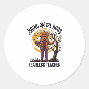 Halloween Teacher Shirt Vintage Engraving Pumpkin Classic Round Sticker
