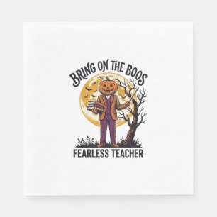 Halloween Teacher Shirt Vintage Engraving Pumpkin Napkin