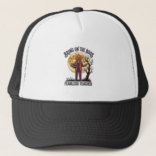 Halloween Teacher Shirt Vintage Engraving Pumpkin Trucker Hat