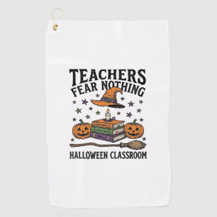 Halloween Teacher Shirt With Witchy Books_1 Golf Towel