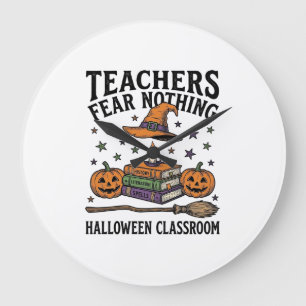Halloween Teacher Shirt With Witchy Books_1 Large Clock