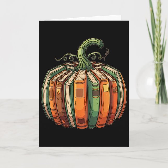 Halloween Teacher Shirts Fall Pumpkin Fall Book Sh Card (Front)