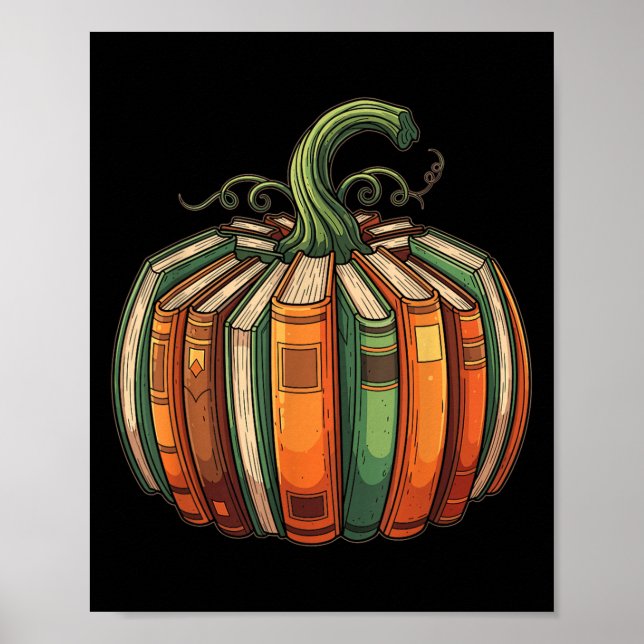 Halloween Teacher Shirts Fall Pumpkin Fall Book Sh Poster (Front)