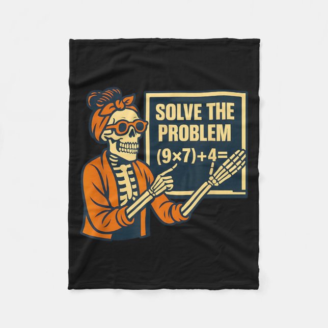 Halloween Teacher Six Seven Meme 6 7 Skeleton Fleece Blanket (Front)