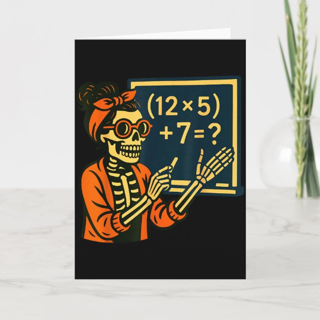 Halloween Teacher Six Seven Meme 6 7 Skeleton Soky Card (Front)
