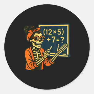 Halloween Teacher Six Seven Meme 6 7 Skeleton Soky Classic Round Sticker