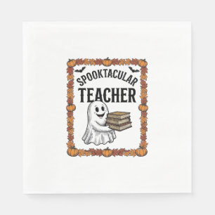 Halloween Teacher Spooktacular Ghost Books Vintage Napkin