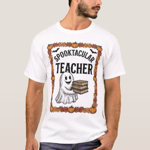 Halloween Teacher Spooktacular Ghost Books Vintage T-Shirt