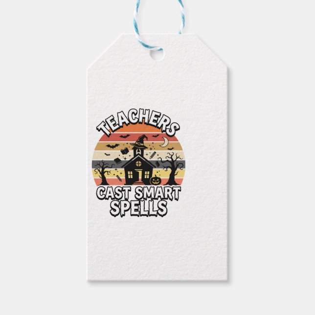 Halloween Teacher Spooky Smarts Gift Tags (Front)