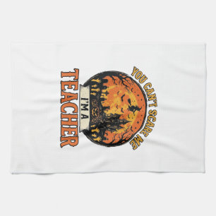 Halloween Teacher Vintage Funny Spooky School Desi Tea Towel