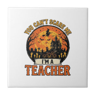 Halloween Teacher Vintage Funny Spooky School Desi Tile