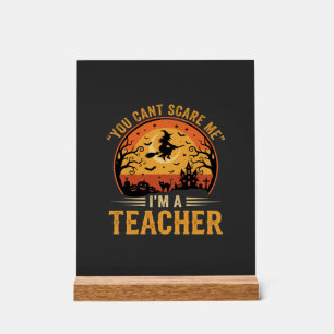 Halloween Teacher Witch Cat Design Acrylic Sign