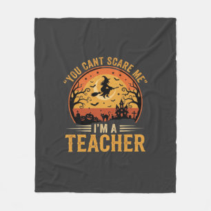 Halloween Teacher Witch Cat Design Fleece Blanket