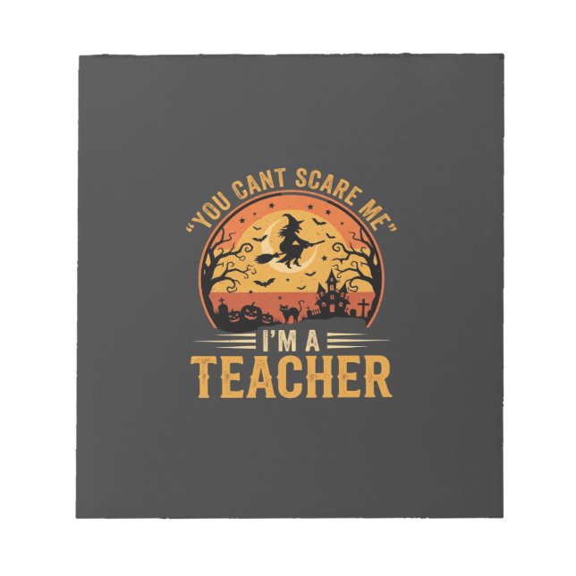 Halloween Teacher Witch Cat Design Notepad (Front)