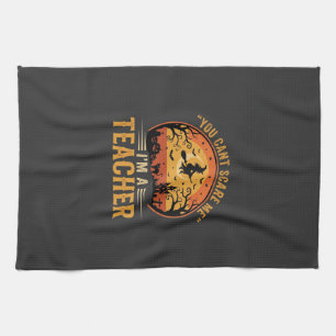 Halloween Teacher Witch Cat Design Tea Towel
