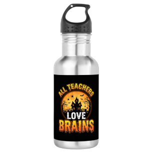Halloween Teacher Zombie Brains Horror Moon Design 532 Ml Water Bottle