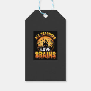 Halloween Teacher Zombie Brains Horror Moon Design Gift Tags