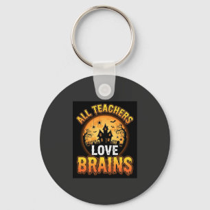 Halloween Teacher Zombie Brains Horror Moon Design Key Ring