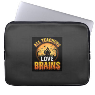 Halloween Teacher Zombie Brains Horror Moon Design Laptop Sleeve