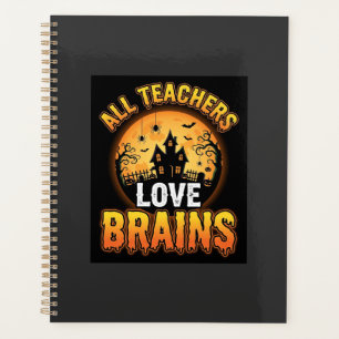 Halloween Teacher Zombie Brains Horror Moon Design Planner