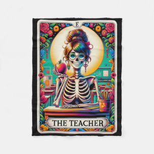 Halloween Teachers Tarot Card Spooky Skeleton The Fleece Blanket