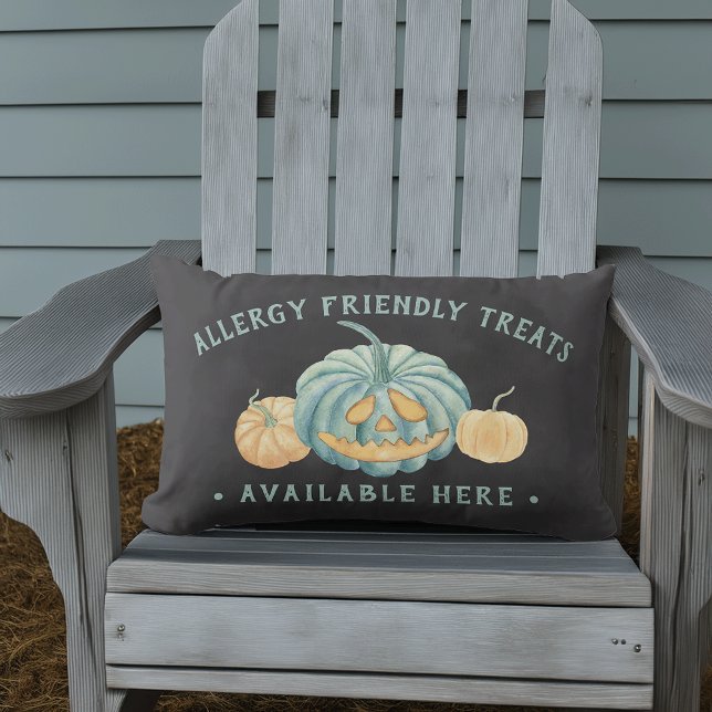 Halloween Teal Pumpkin Allergy Friendly Treats Lumbar Cushion (Creator Uploaded)