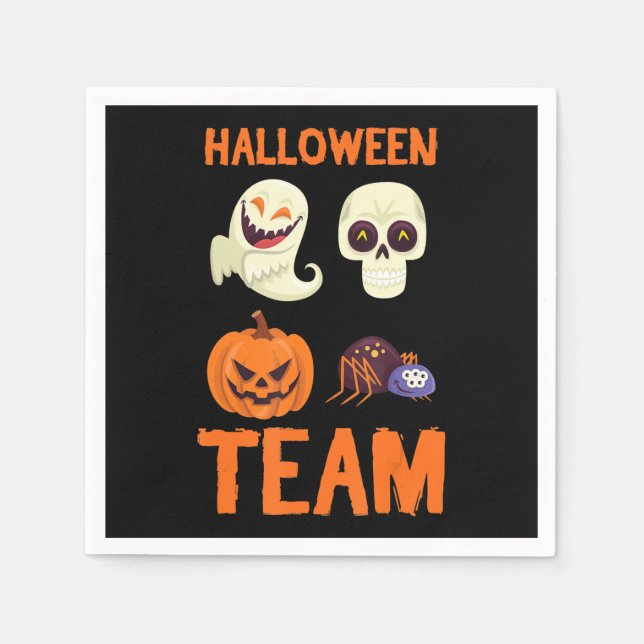 Halloween Team Skeleton Pumpkin Ghost Spider Spook Napkin (Front)