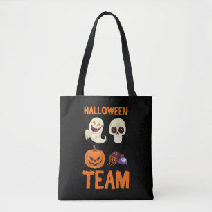 Halloween Team Skeleton Pumpkin Ghost Spider Spook Tote Bag