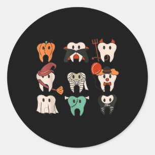 Halloween Teeth Spooky Halloween Dentist Quote  Classic Round Sticker