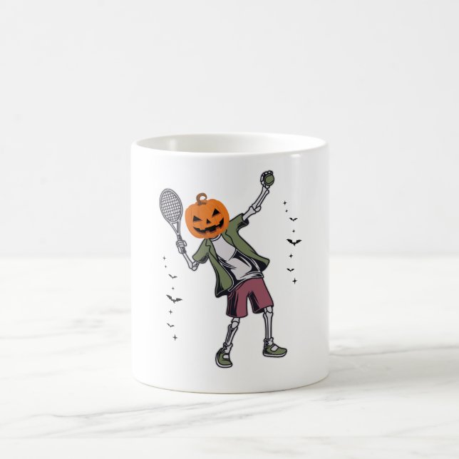 "Halloween Tennis Pumpkin Skeleton Mug – Funny  (Center)