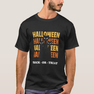 Halloween Text Block Cat Silhouette Trick Or Treat T-Shirt