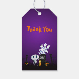 Halloween Thank You Spooky Cute Skeleton & Ghosts Gift Tags